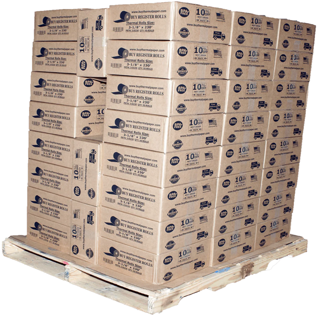 50 Cases of 50 Rolls Each [ 3'' 1/8 x 220 Feet] Coreless